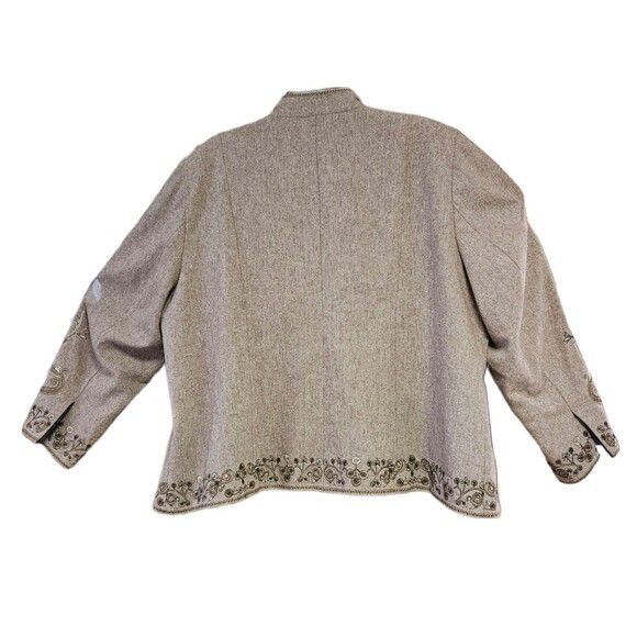 90s Cottagecore Boho Wool Poly Rayon Blend Embroidered Blazer Plus Size - Picture 2 of 4